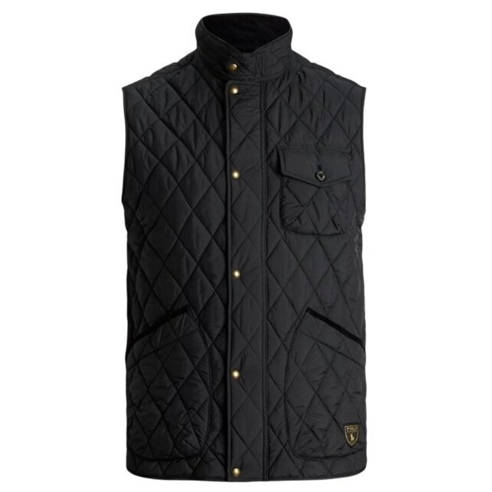 Polo Ralph Lauren Mens 2XLB Black The Beaton Quilted Vest Full Zip and Snap $298